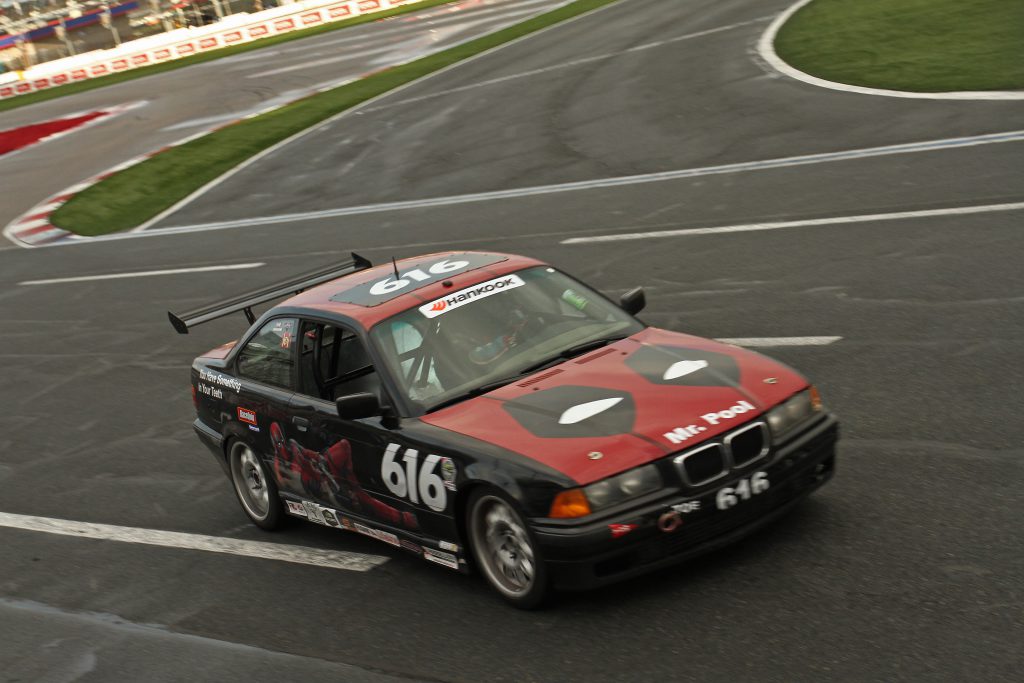 Our BMW E36 at the Charlotte Roval