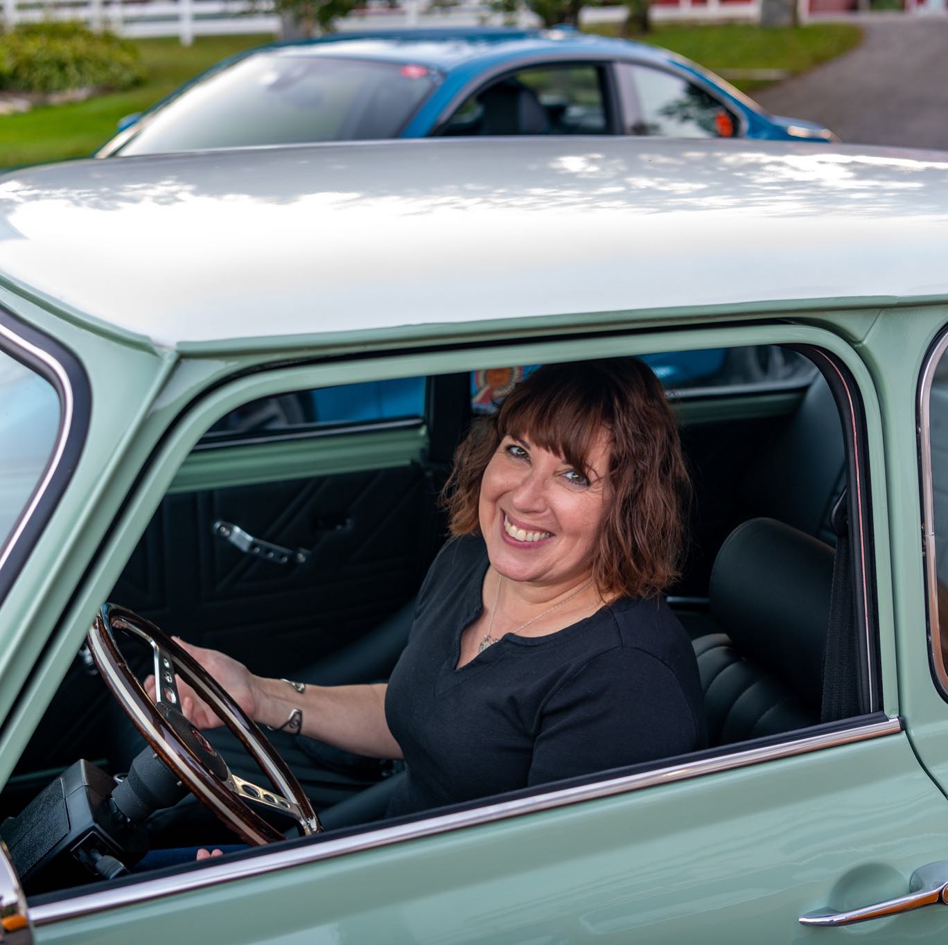 Audra in a Classic Mini